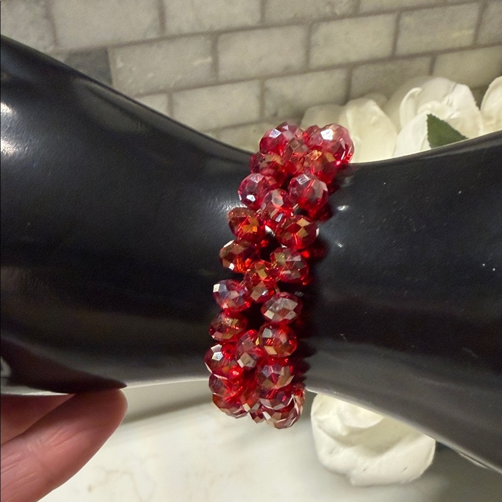 Red Crystal Stretch Bracelet - Elegant Women’s Jewelry